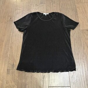 RO & DE Black Pleated Short Sleeve Top Women's Size M